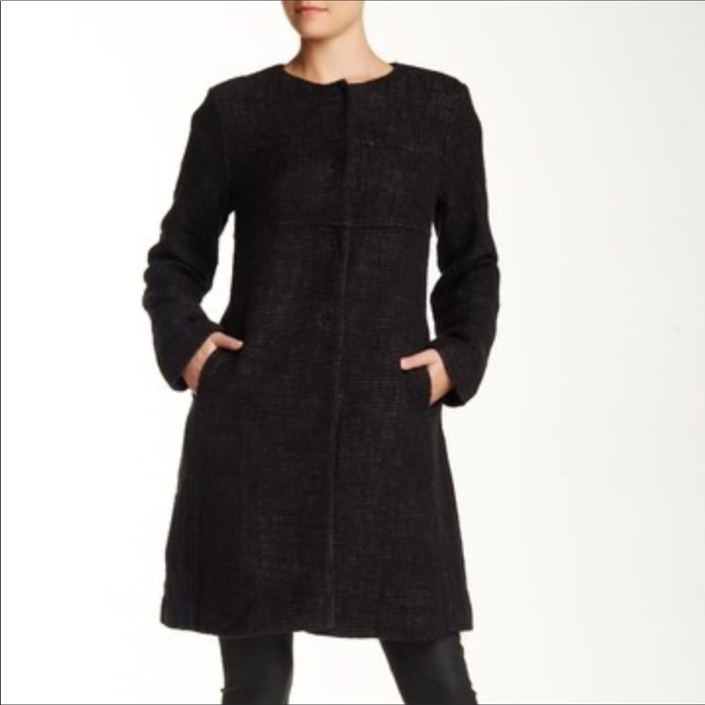 Eileen Fisher Long Tweed Coat Jacket Large
